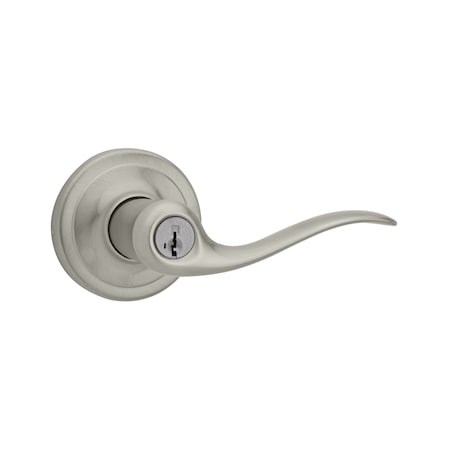 Kwikset Tustin Lever Entry Door Lock SmartKey with 6AL Latch and RCS Strike Satin Nickel Finish 740TNL-15S